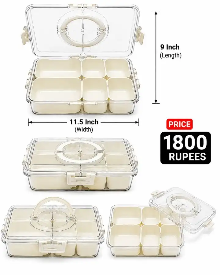 Mirza TradersImported Multi-Purpose Organizer Box (4 & 8 Compartment)Keep your spices, dry fruits, snacks, medicines, je...
